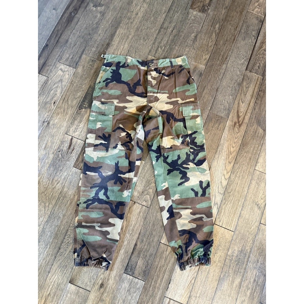 Military Pants Adult Medium Green Woodland Camo Cargo Hot Weather Combat Used